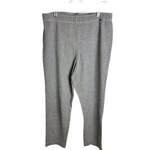 ST. JOHN Gray Cropped Cotton Pants Made in USA Designer Lounge Casual Neutral